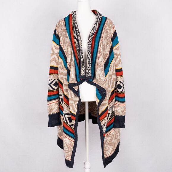 Old Navy Southwestern Aztec Blanket Shawl Style Sweater Women's SMALL Cozy Cabin - Picture 1 of 7